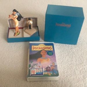 Rare 1995 DISNEY Pocahontas Timex Watch & Enesco Ceramic Figurine Box Set